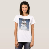 背景付き雪だるま(白) - 女性用ベーシックTシャツ Tシャツ (正面フル)