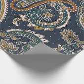 背景伝統的インディアンペイズリーパターン ラッピングペーパー (角)