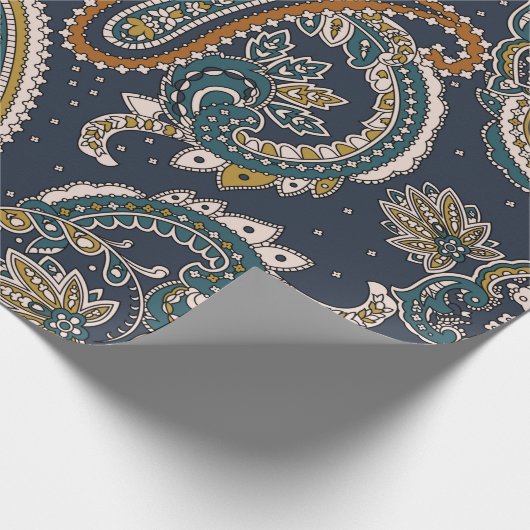 背景伝統的インディアンペイズリーパターン ラッピングペーパー (角)
