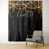 背景大晦日のパーティー金ゴールド列ライト タペストリー (インサイチュ)