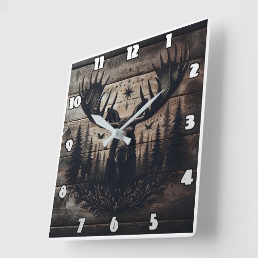 背景威厳のある付きムースの自然アート スクエア壁時計 (傾斜)