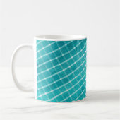 背景市松模様にのテキスタイルが閉じます。 コーヒーマグカップ (左)