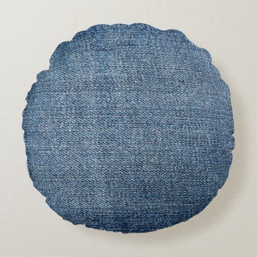 背景用のシャビーデニムテクスチャ。ブルージーンズ ラウンドクッション (正面)