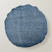 背景用のシャビーデニムテクスチャ。ブルージーンズ ラウンドクッション (裏面)