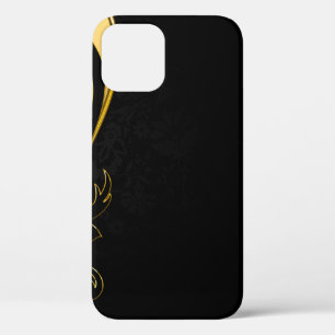背景画像金ゴールドフレームフローラ iPhone 12ケース