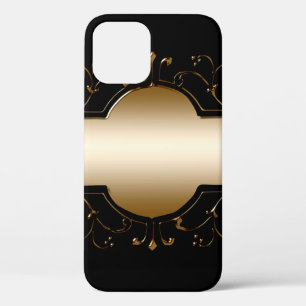 背景画像金ゴールドフレーム黒 iPhone 12ケース