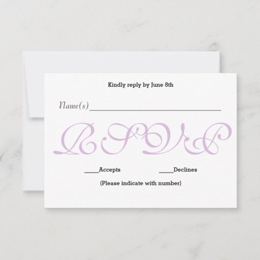 背景紫- RSVP披露宴応答カード 出欠カード (正面)