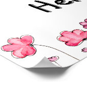 背景色と引用文の追加ピンク色の花 ポスター (角)