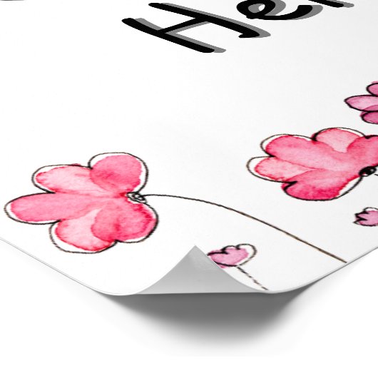 背景色と引用文の追加ピンク色の花 ポスター (角)