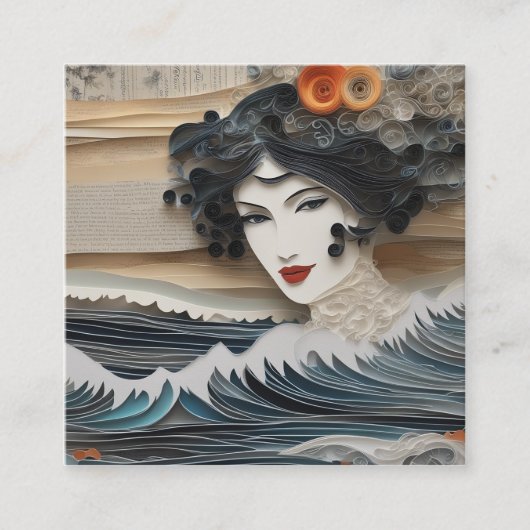 背景色のスタイル波は非常に速い スクエア名刺 (正面)