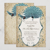 背景色をお選びください - ダマスクペコック 招待状 (正面/裏面)