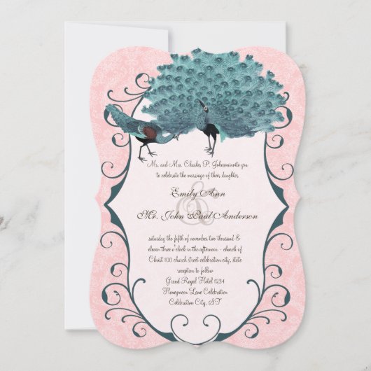 背景色を選択 – Damask Peacock 招待状 (正面)