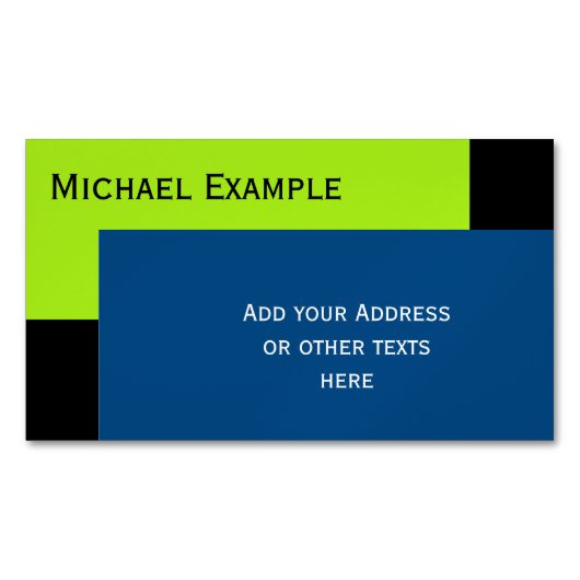 背景色ブロック – 春緑と青 マグネット名刺 (正面)