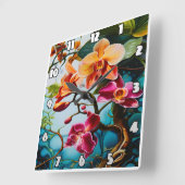 背景鮮やかに対する紫のカラフル蘭 スクエア壁時計 (傾斜)