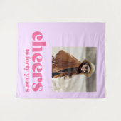 背景40歳の誕生日応援、レトロパープル タペストリー (正面(横))