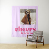 背景40歳の誕生日応援、レトロパープル タペストリー (インサイチュ)