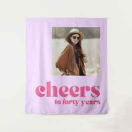 背景40歳の誕生日応援、レトロパープル タペストリー