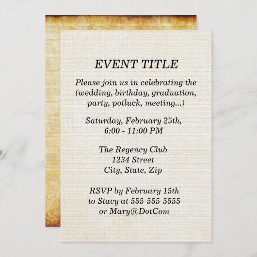 背景|の硫酸紙 招待状 (正面/裏面)