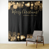 背景 メリークリスマス ゴールド ウィンターワンダーランド タペストリー (インサイチュ)