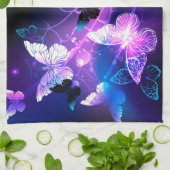 背景（蝶の夜） キッチンタオル (折り畳み)