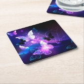 背景（蝶の夜） スクエアペーパーコースター (アングル)