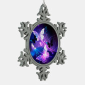 背景(蝶の夜) スノーフレークピューターオーナメント (左)