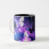 背景(蝶の夜) ツートーンマグカップ (正面左)