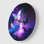 背景（蝶の夜） ラージ壁時計 (傾斜)
