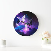 背景（蝶の夜） ラージ壁時計 (ホーム)