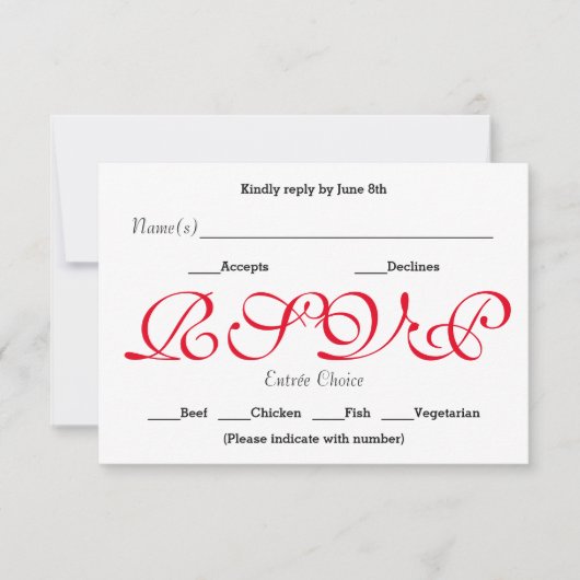 背景（赤） - RSVP披露宴応答カード 出欠カード (正面)