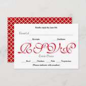 背景（赤） - RSVP披露宴応答カード 出欠カード (正面/裏面)