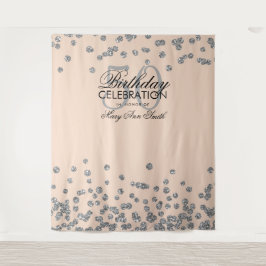 背景 50歳の誕生日 シルバー ブラッシュ ピンクの紙吹雪 タペストリー