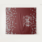 背景 50歳の誕生日 銀色 ワインレッドの紙吹雪 タペストリー (正面(横))