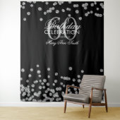 背景 60歳の誕生日 銀 黒 コンフェッティ タペストリー (インサイチュ)