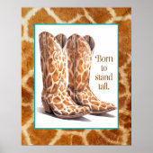 背生まれ高に立つ – キリン女性のカーボーイブーツアート ポスター (正面)