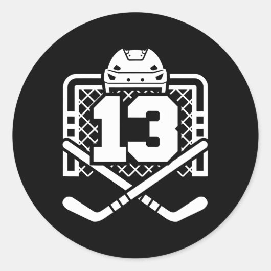 背番号13 おもしろホッケー選手 ゲームデー ラウンドシール (正面)