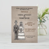 背筋がゾクッとするゴシック骸骨の花嫁と花婿 招待状 (スタンド正面)