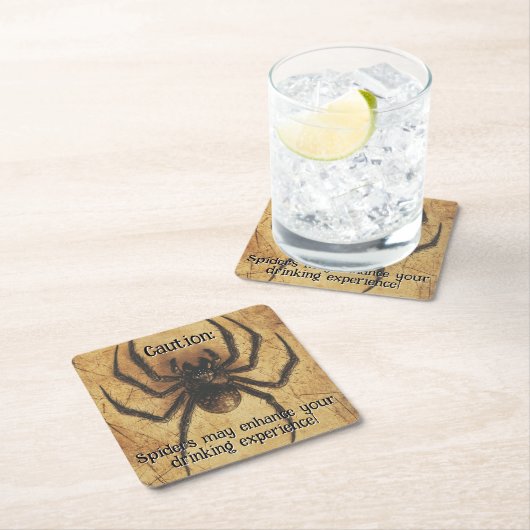 🕷️背筋がヒリヒリするスパイダーハロウィンバッシュ スクエアペーパーコースター (インサイチュ)