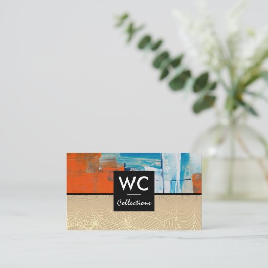 背芸術的絵を描景 | リーフラインパターン 名刺 (スタンド正面)