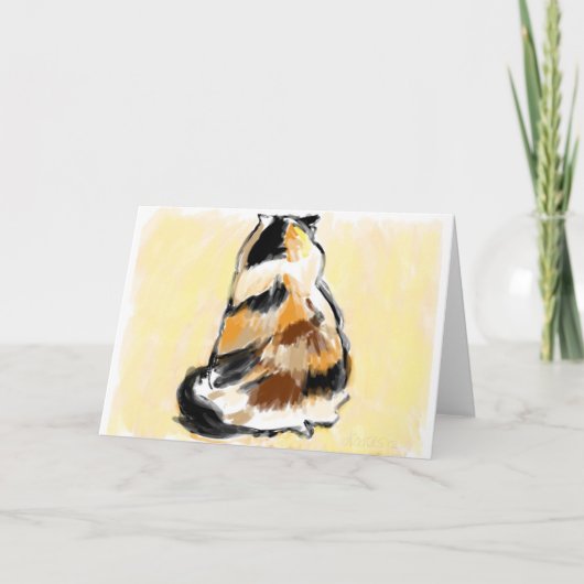 背部から見られる茶色のぶち猫 カード (正面)