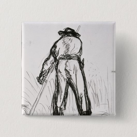 背部から見られる2人の収穫者 缶バッジ (正面)