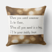 背部のかわいいテディー・ベアの枕|詩歌 クッション (裏面)