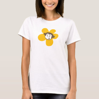 背部デザインの黄色い猿の花 Tシャツ