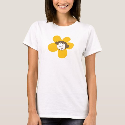 背部デザインの黄色い猿の花 Tシャツ (正面)