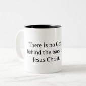 背部トマスF Torranceの後ろに神がありません ツートーンマグカップ (正面左)