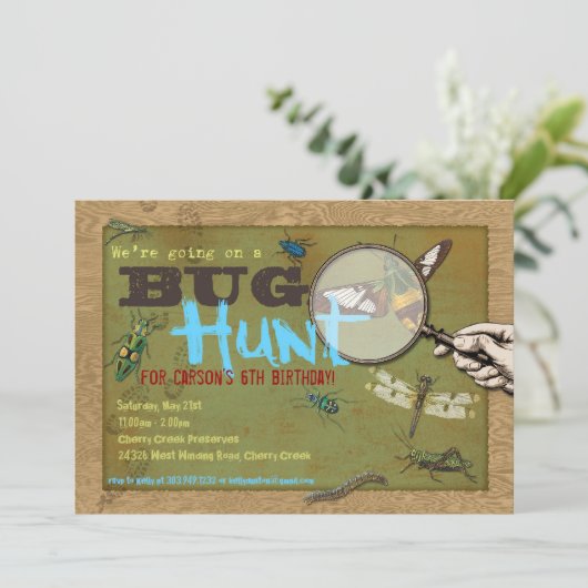 背部パーティの招待状の虫の狩りの昆虫の写真 招待状 (スタンド正面)