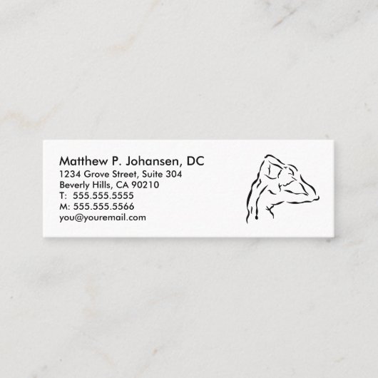 背部ロゴの小型カイロプラクティックの紹介 スキニー名刺 (正面)
