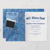 背部小型の誕生日の携帯電話 招待状 (正面/裏面)