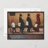 背部犬のヴィンテージのエイプリル・フールの印 ポストカード (正面/裏面)