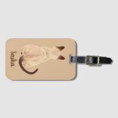 背部眺めの子猫のカスタムを坐らせているSashaのシャム猫 ラゲッジタグ (正面横)